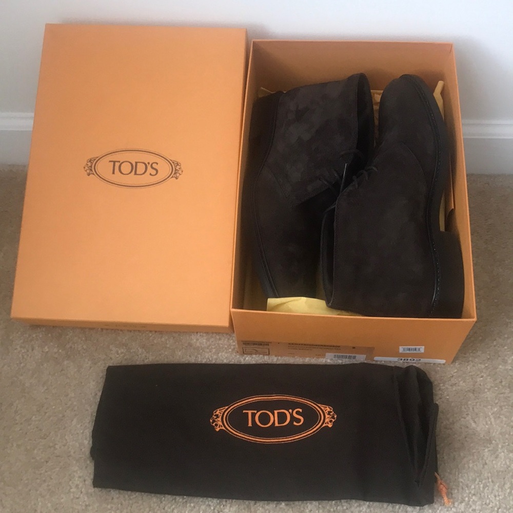 TOD’S MEN’S BOOTS POLACCO GOMMA SUEDE DARK BROWN